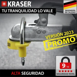 KRASER KR815 Bola Antirrobo Remolque - Candado de Enganche con Cerradura Curva de Alta Seguridad, Universal para Caravanas y Remolques 4