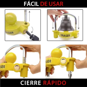 KRASER KR815 Bola Antirrobo Remolque - Candado de Enganche con Cerradura Curva de Alta Seguridad, Universal para Caravanas y Remolques 6