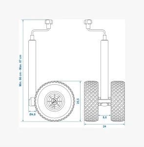 ProPlus 341508 - Rueda Direccional Doble con Llantas de Plástico y Neumáticos, Diámetro del Tubo 48 mm 1